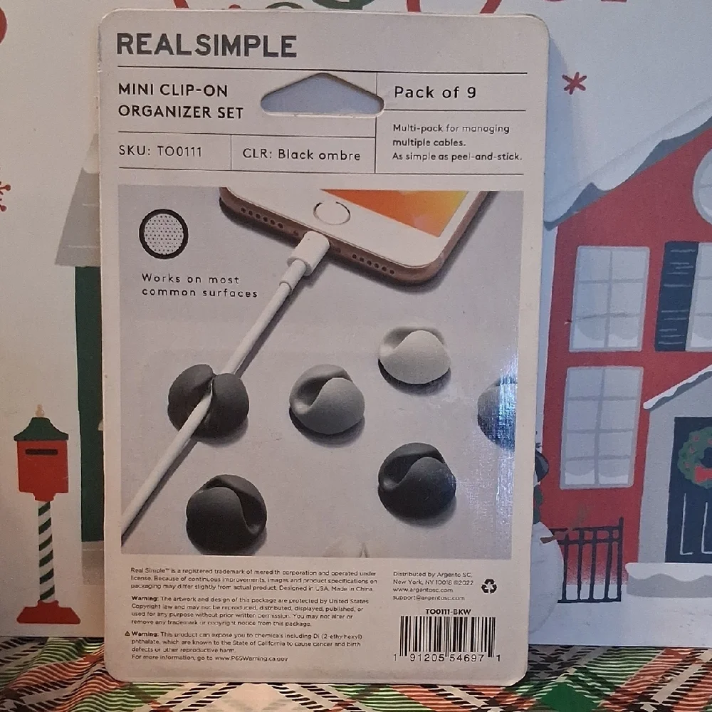 Holiday Gift! Real Simple Mini Clip-On Cable Organizer - Black, Gray, White